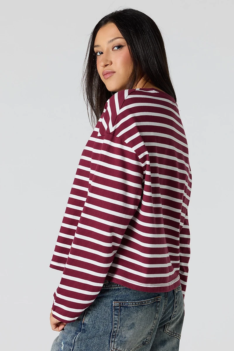 Striped Boxy Long Sleeve Top