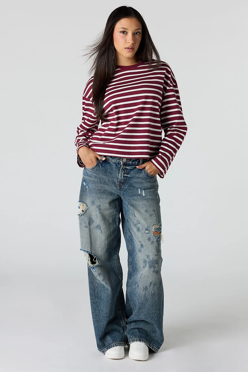Striped Boxy Long Sleeve Top