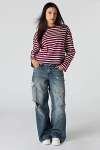Striped Boxy Long Sleeve Top