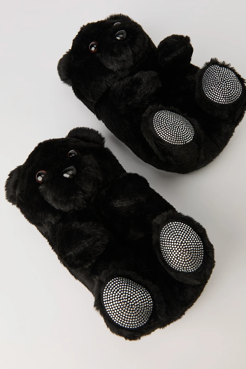Teddy Bear Rhinestone Slippers