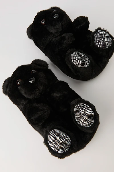 Teddy Bear Rhinestone Slippers