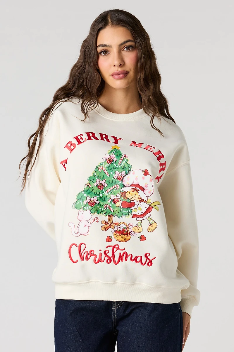 Strawberry Shortcake Christmas Embroidered Fleece Sweatshirt