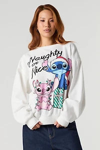 Stitch & Angel Christmas Graphic Fleece Sweatshirt