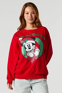 Mickey Mouse Glitter Graphic Fleece Sweatshirt