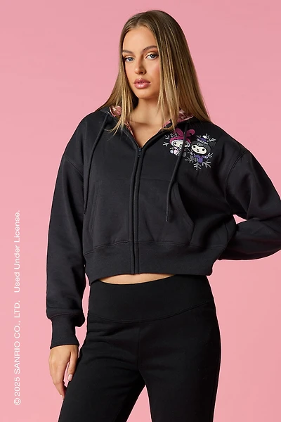Kuromi™ & My Melody™ Holiday Embroidered Zip-Up Hoodie