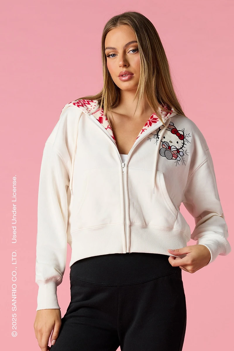 Hello Kitty® Holiday Embroidered Zip-Up Hoodie