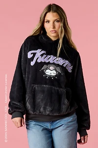 Kuromi™ Embroidered Faux Fur Hoodie