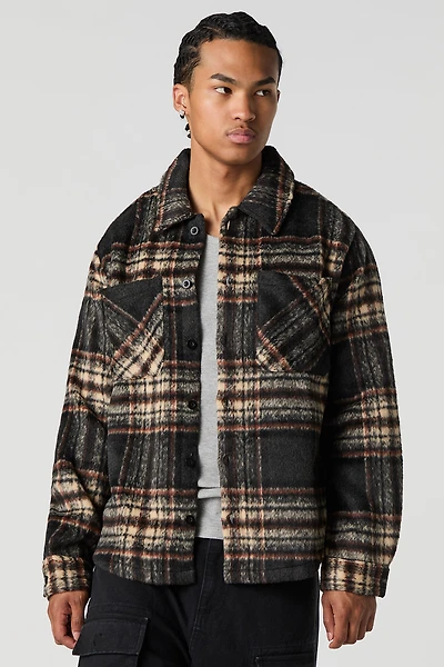 Faux Mohair Plaid Shacket