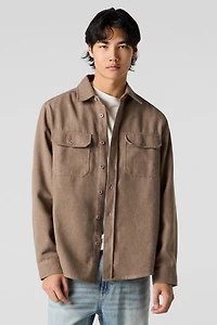 Flannel Long Sleeve Button-Up Top
