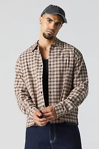 Plaid Flannel Boxy Button-Up Top