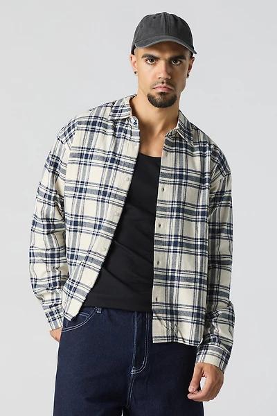 Plaid Flannel Boxy Button-Up Top