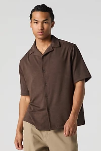 Textured Button-Up Short Sleeve Top