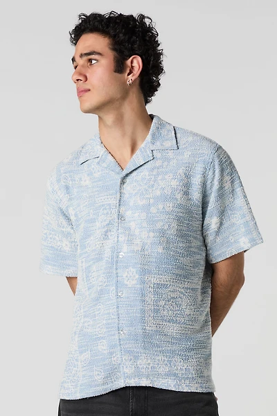 Paisley Textured Button-Up Top