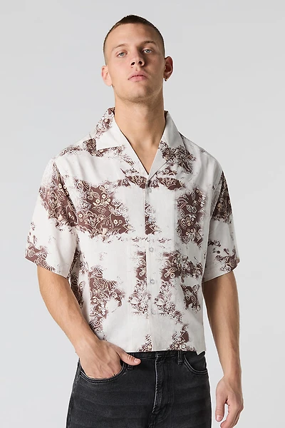 Printed Boxy Button-Up Top
