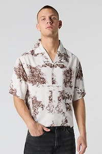 Printed Boxy Button-Up Top