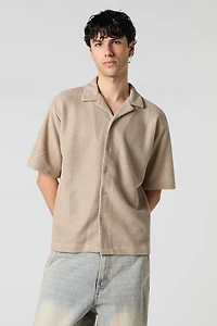 Boxy Textured Button-Up Top