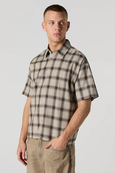 Plaid Boxy Button-Up Top