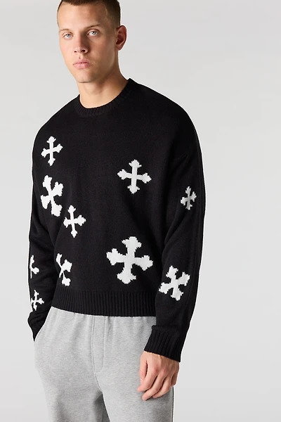 Jacquard Knit Boxy Sweater