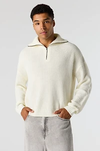 Ribbed Knit Quarter Zip Sweater