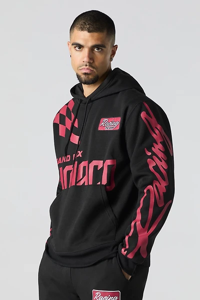 Racing Team Embroidered Graphic Fleece Hoodie