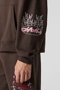 Haut à capuchon en molleton broderie LA