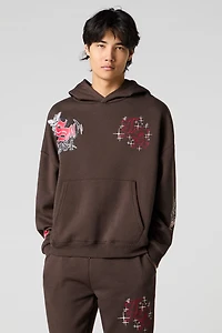 Haut à capuchon en molleton broderie LA