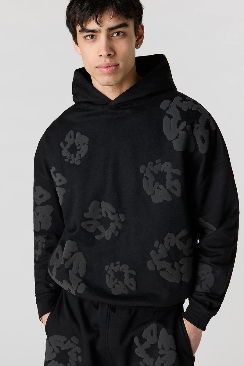 Puff Print Boxy Fleece Hoodie