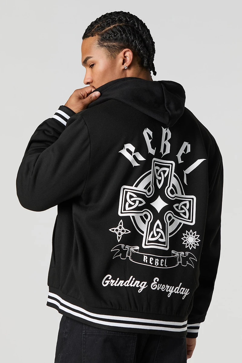 Embroidered Fleece Varsity Jacket