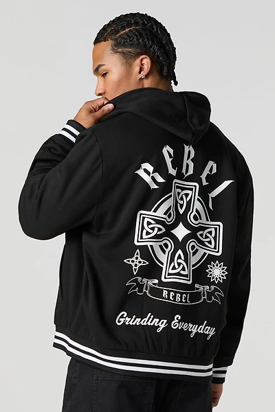 Embroidered Fleece Varsity Jacket