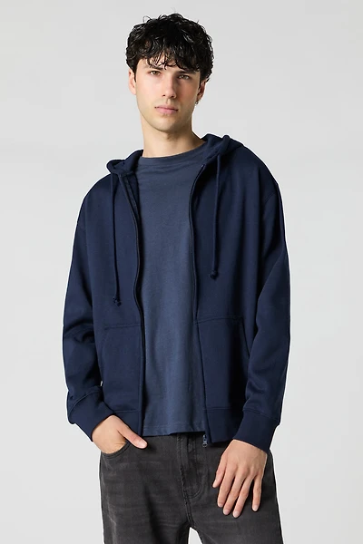 Haut à capuchon en molleton avec fermeture glissière