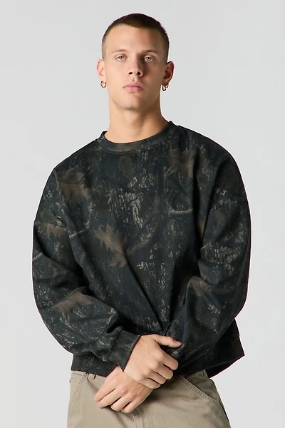 Camo Print Fleece Sweatshirt