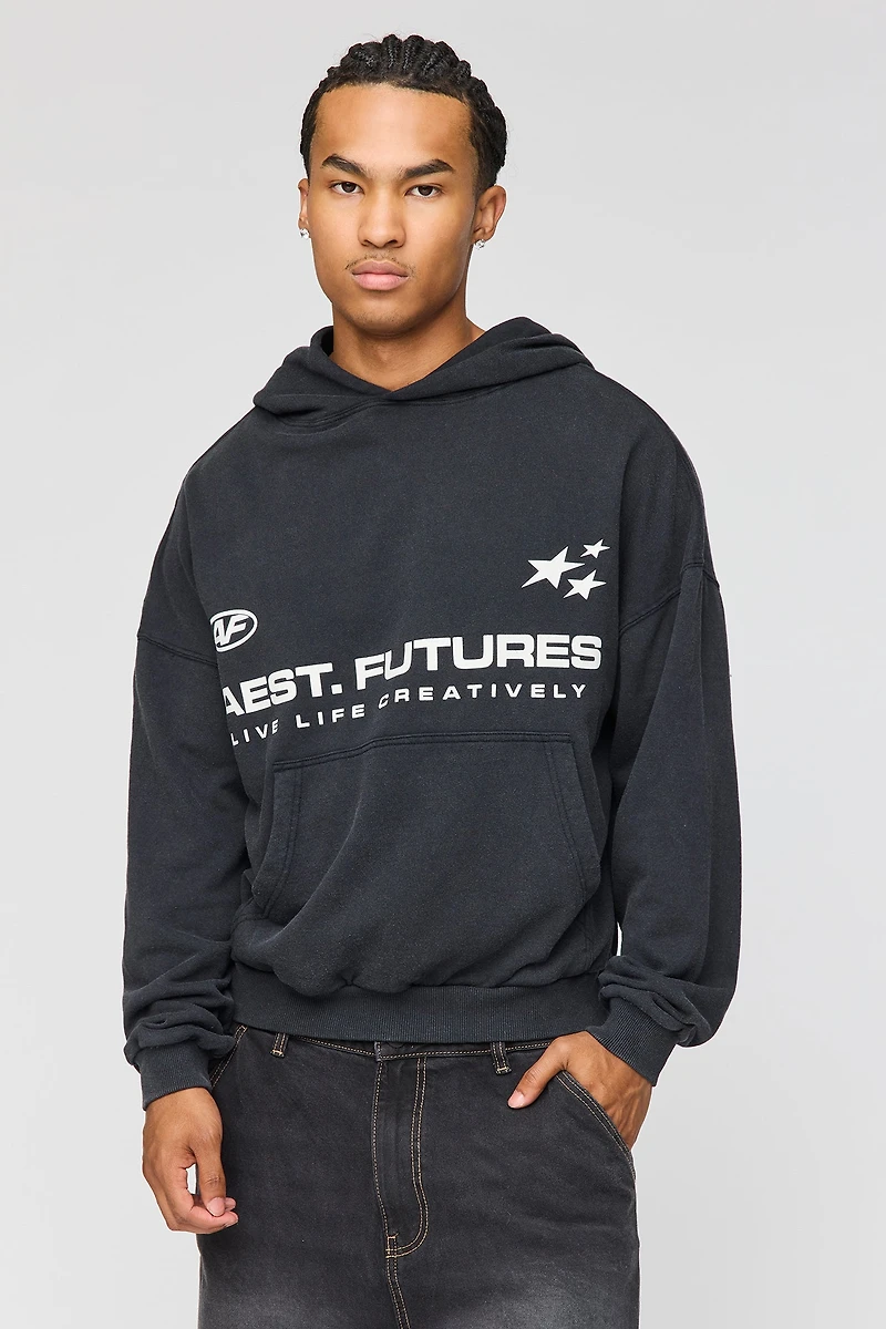 Premium Heavyweight Washed Graphic Boxy Hoodie