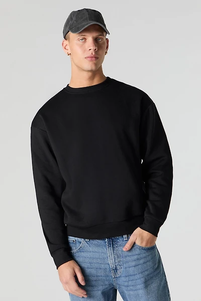 Solid Fleece Crewneck Sweatshirt