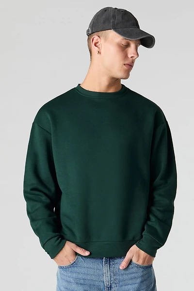 Solid Fleece Crewneck Sweatshirt