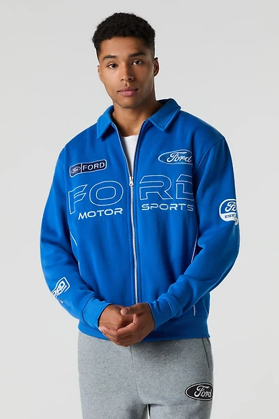 Blouson en molleton avec motif brodé Ford et fermeture à glissière