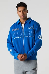Blouson en molleton avec motif brodé Ford et fermeture à glissière