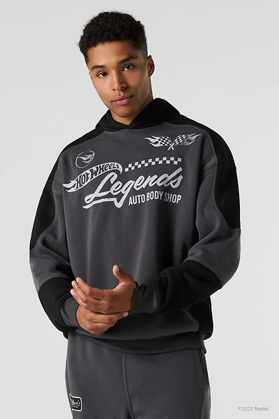 Hot Wheels™ Embroidered Graphic Boxy Fleece Hoodie