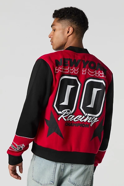 Blouson de course en molleton avec motif brodé New York