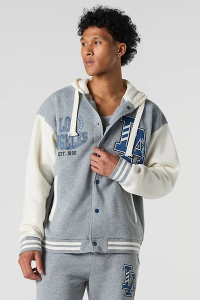 Blouson de style universitaire en molleton avec motif brodé City sergé