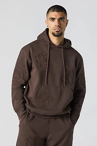 Letter Embossed Fleece Hoodie