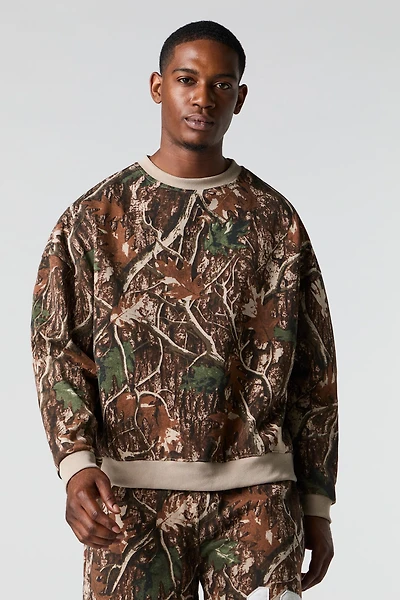 Camo Boxy Fleece Sweatshirt