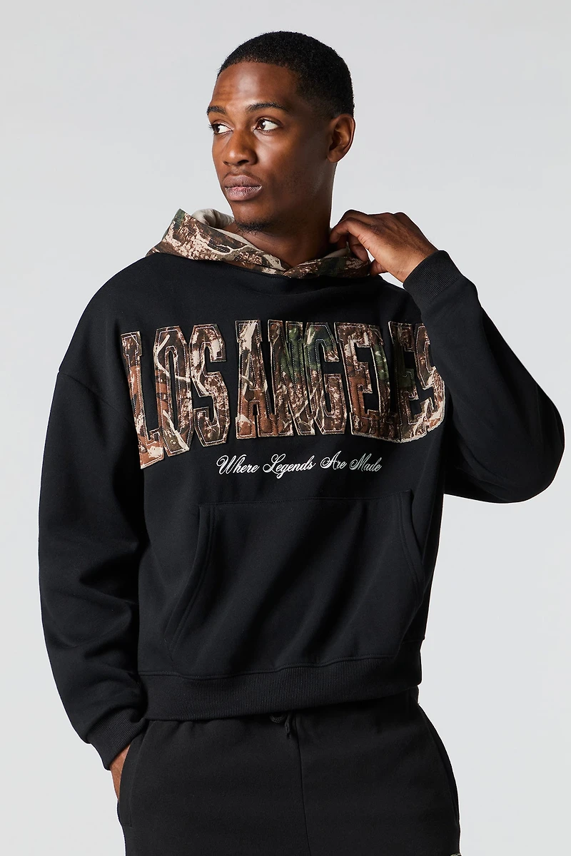 Camo Patch Boxy Fleece Hoodie