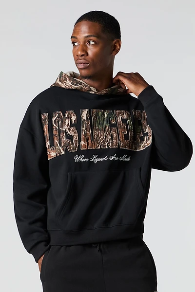 Camo Patch Boxy Fleece Hoodie