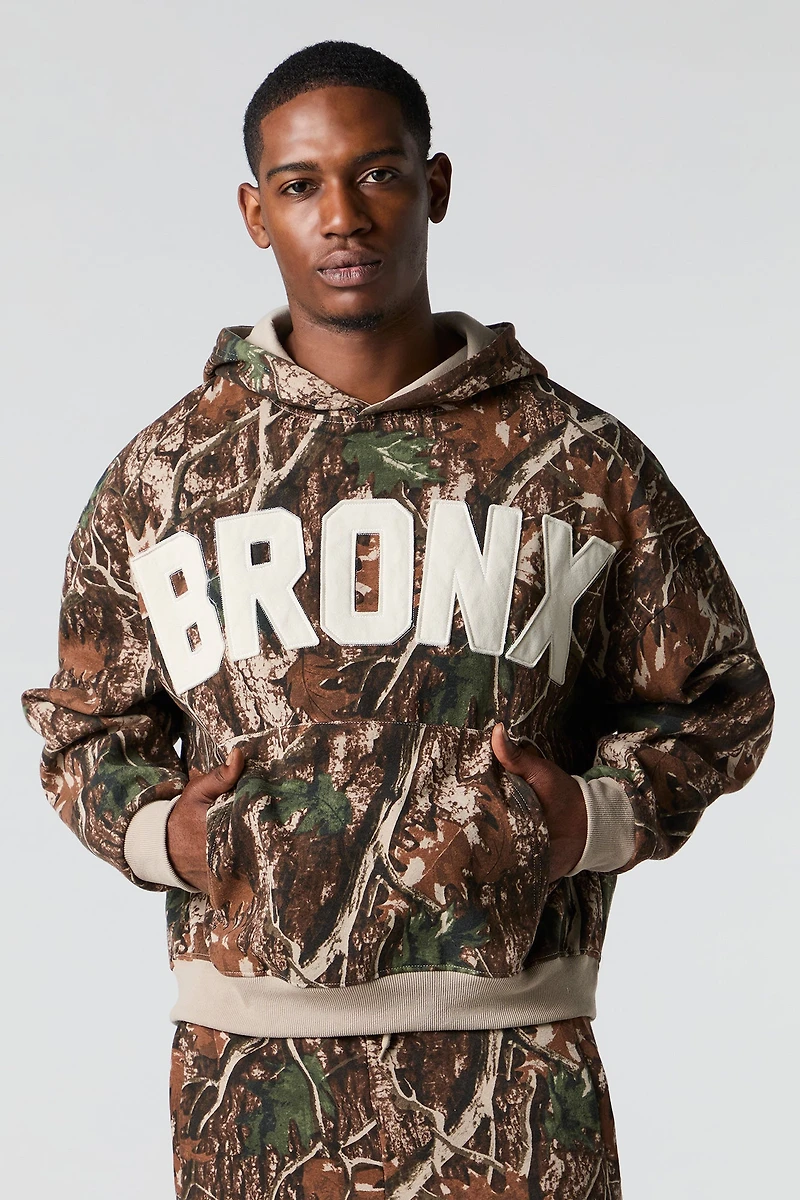 Camo Patch Boxy Fleece Hoodie