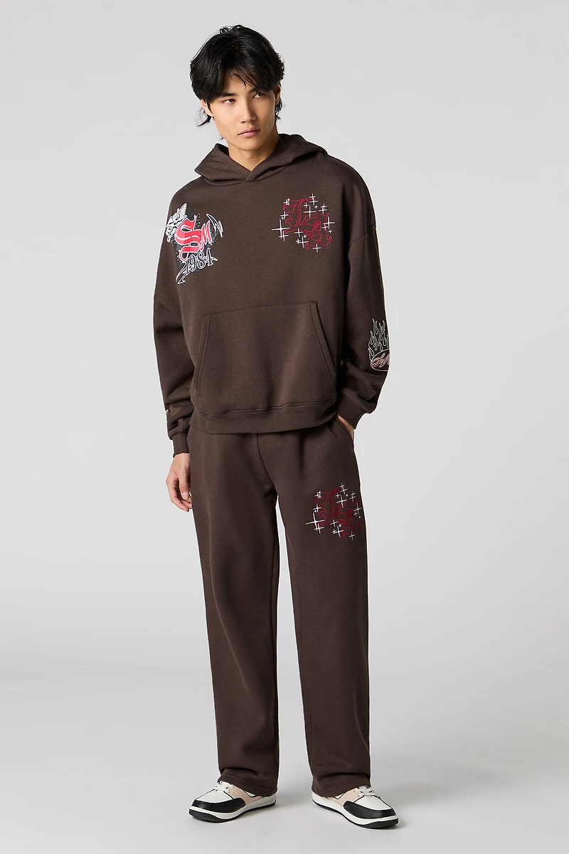 Pantalon en molleton à broderie LA