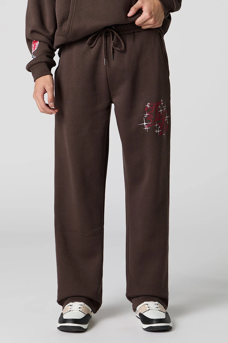 Pantalon en molleton à broderie LA
