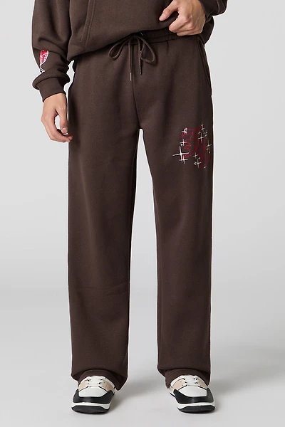 Pantalon en molleton à broderie LA