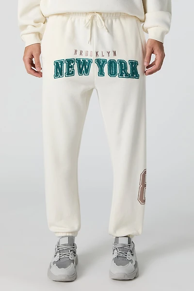 New York Chenille Embroidered Fleece Jogger