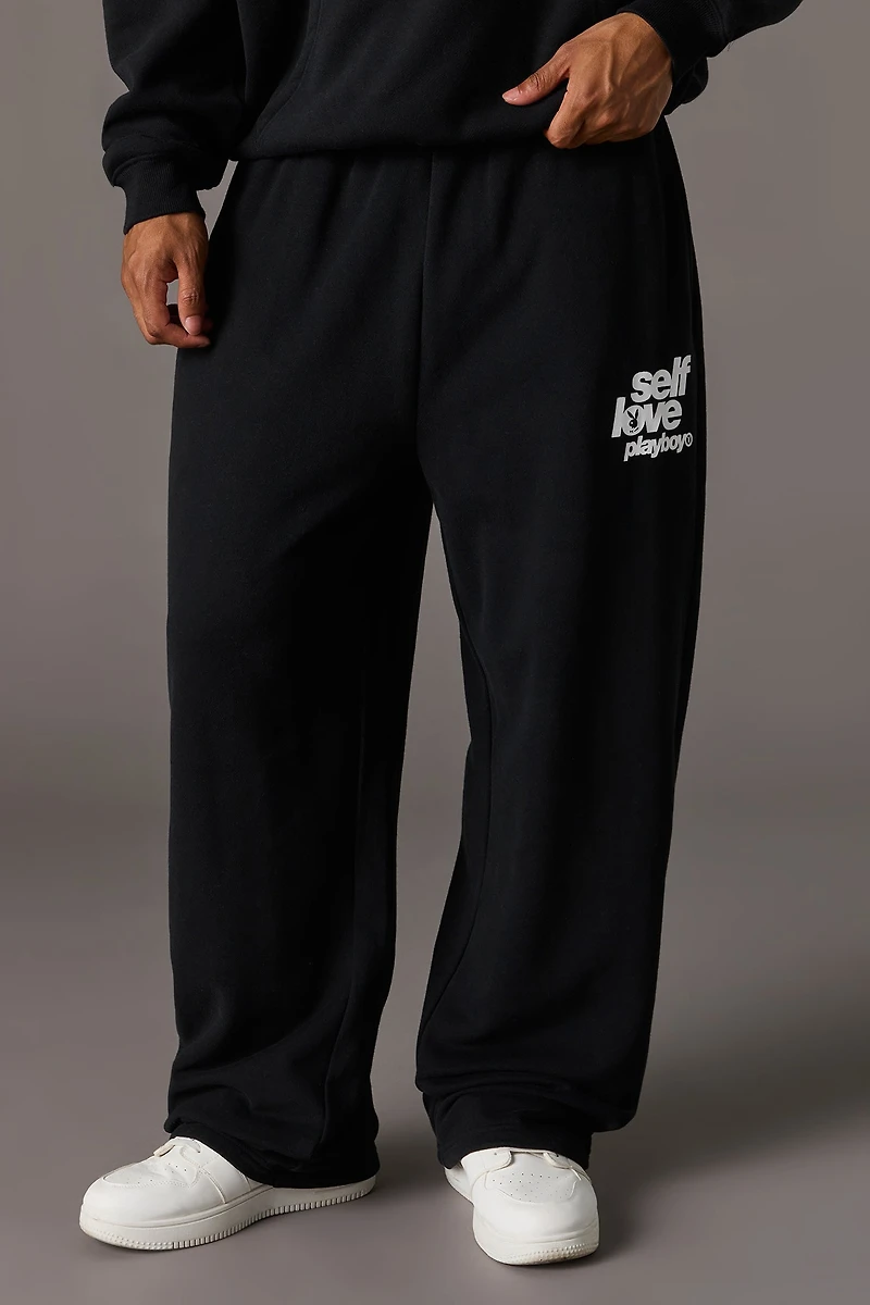 Playboy Graphic Wide Leg Fleece Sweatpant