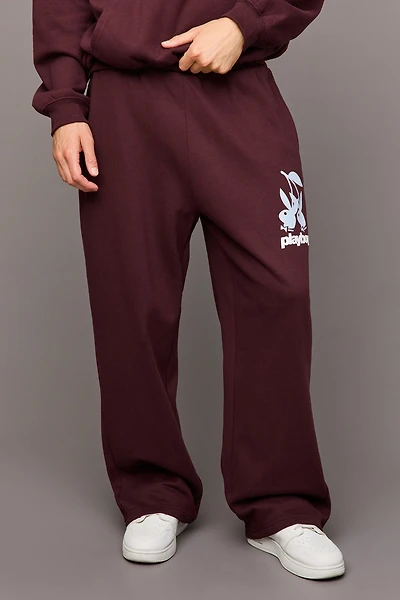 Pantalon d'entraînement à jambe large en molleton avec imprimé Playboy